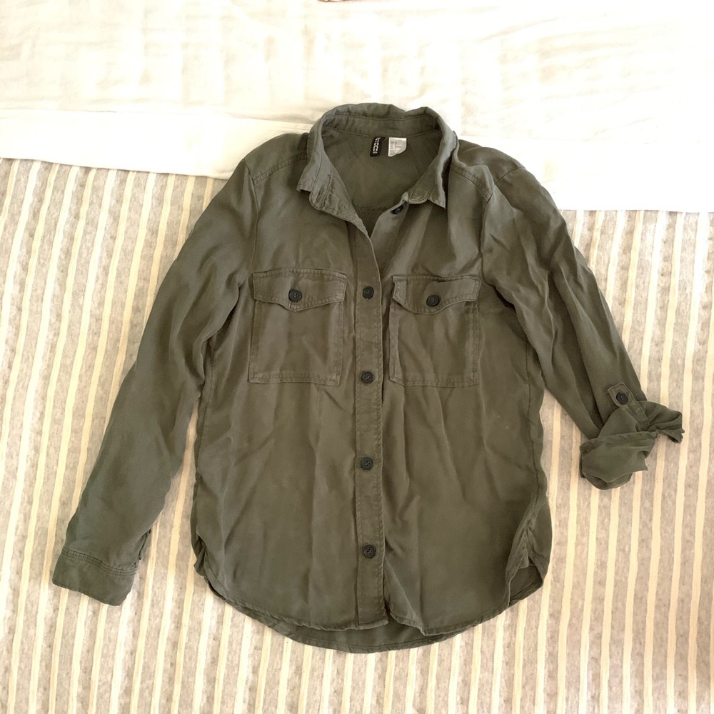 Olive green button up shirt
